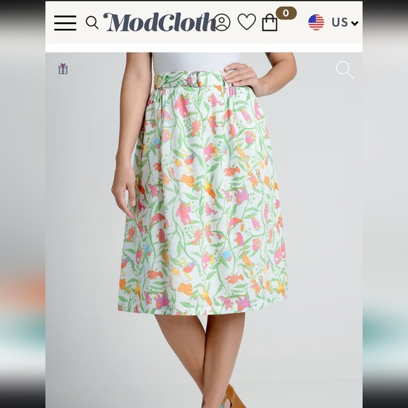 NWOT ModCloth | A-Line Vintage-Inspired Print Skirt Knee-Length Skirt | Size 14 - Picture 16 of 16